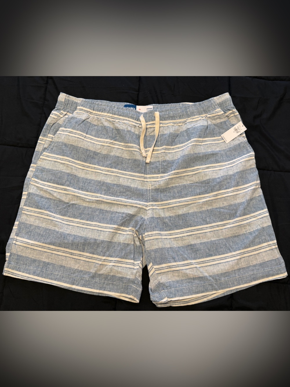 Old Navy Light Blue & Cream Striped Jogger Shorts